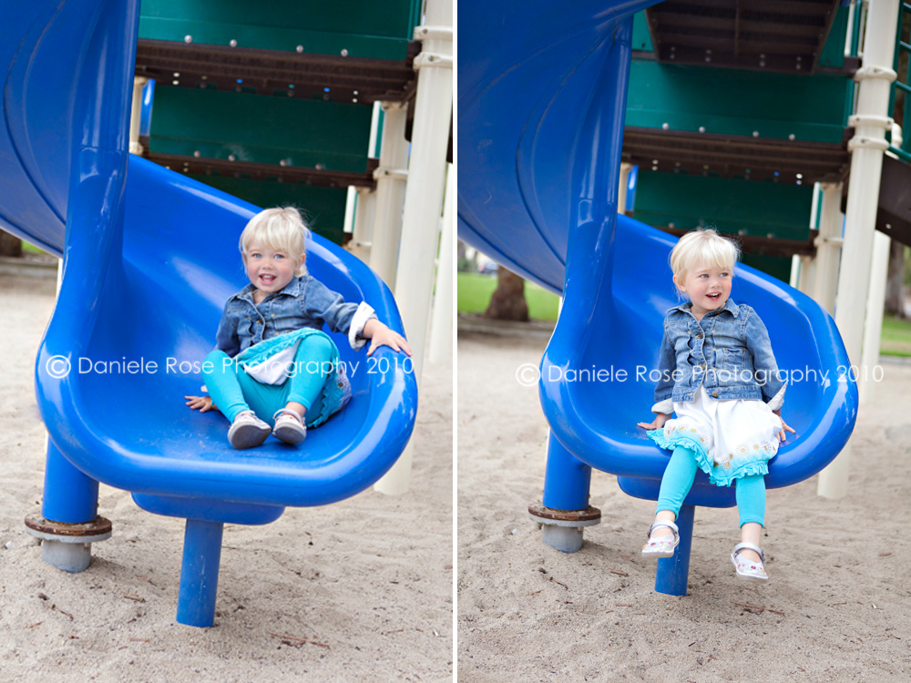 Camarillo Child Photogapher • Ventura County Child Photographer A little girl slides at the park during her portrait session in Camarillo.