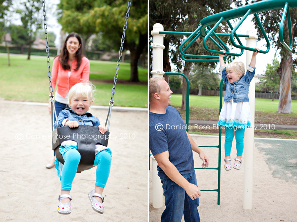 Camarillo Family Photographer • Camarillo Photographer A child swings at the park and smiles at the camera.